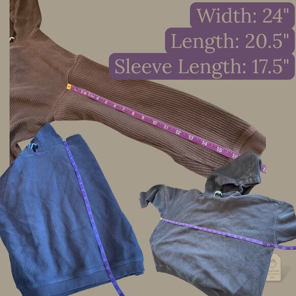 Aerie 100% Cotton Ribbed Knit Hoodie Brown Taupe S Cozy Fall Neutral - Picture 7 of 8